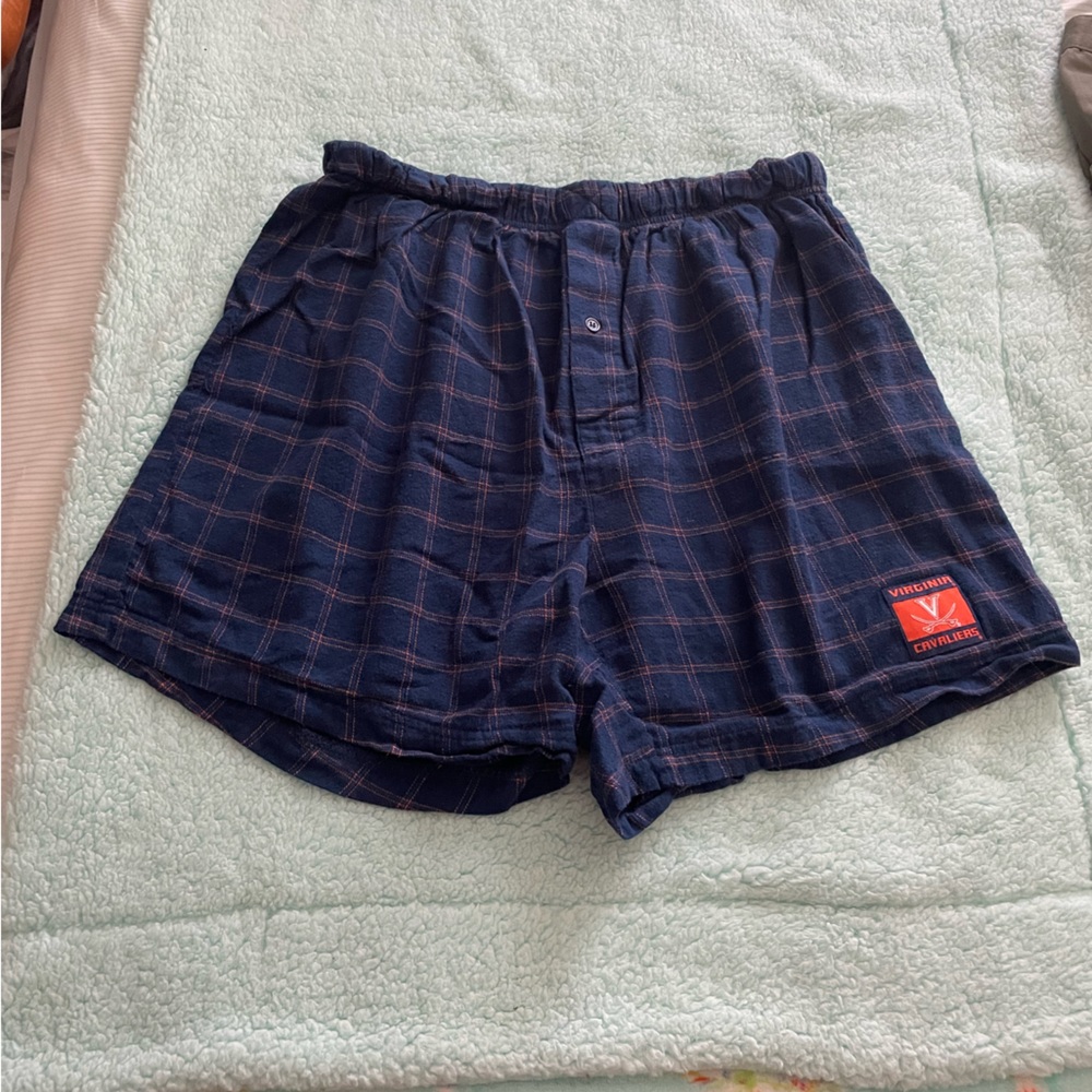 Men’s UVA Lounge Shorts Size Large, Navy and Orange, 100% Cotton